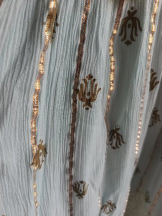 Vestido boho talla única blanco y dorado