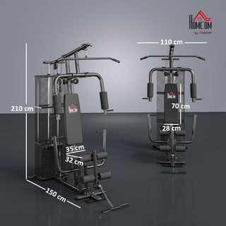 Equipo De Gimnasio En Casa, Estación De Entrenamiento Multi Gimnasio Con Pila De Pesas De 45 Kg, Estación De Pecho, Prensa De Mariposa Y Desarrollador De Piernas Para Entrenamiento De Fuerza