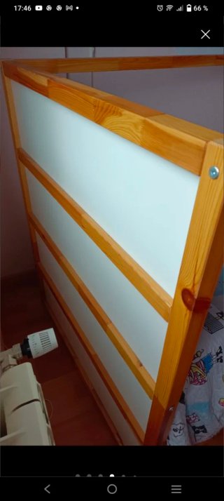 Cama alta madera y tela Ikea