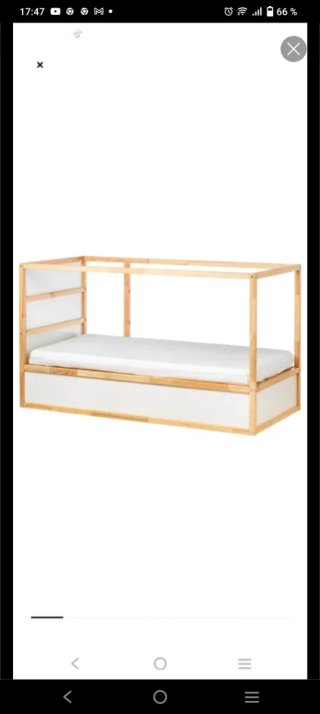 Cama alta madera y tela Ikea