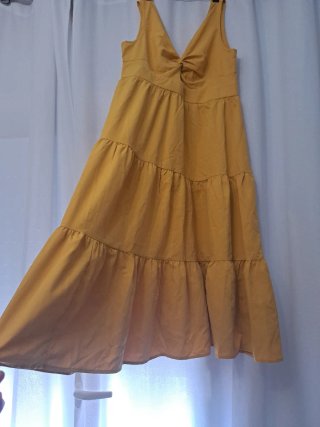 Vestido amarillo de verano largo color moztasa