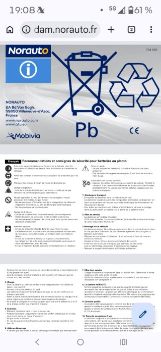 Batería Coche Norauto 50Ah 660A