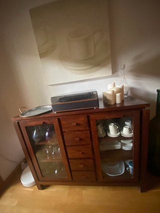Vitrina Comedor Madera de teka  y Cristal