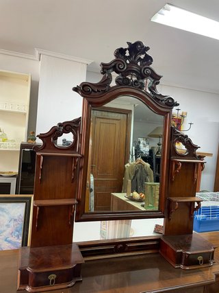 Espejo antiguo madera con cajones