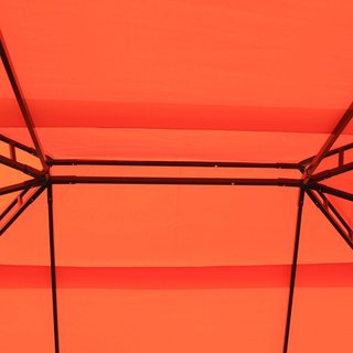 Gazebo da Giardino 4X3 M con Zanzariera e Tende, Gazebo da Esterno con Doppio Tetto con Copertura Anti UV in Poliestere e Struttura in Lega di Alluminio, Arancione