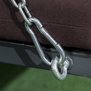 Columpio de Jardín para 3 Personas con Techo Regulable y 3 Cojines, Columpio de Exterior con Asiento Transpirable en Textil y Metal, Capacidad de Hasta 270 Kg, 198X118X168 Cm, Marrón