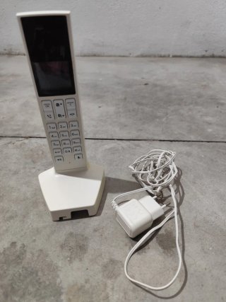 Teléfono fijo inalámbrico blanco