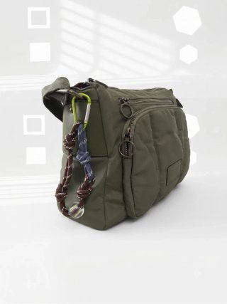 Bolso Bandolera Puffer Verde Caqui