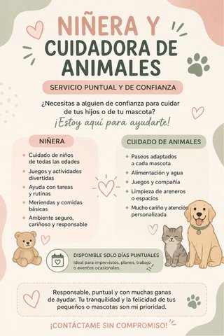 Niñera y cuidadora de animales