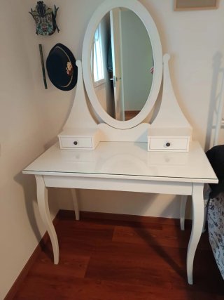 Tocador escritorio blanco con espejo