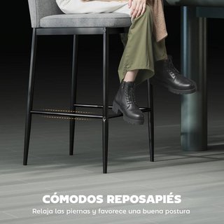1 Taburete Alto Gris Terciopelo Acero Cocina