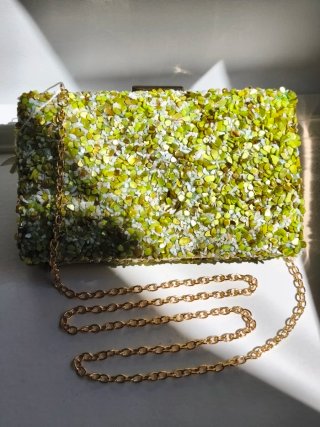 Bolso de mano Clutch fiesta verde