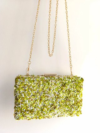 Bolso de mano Clutch fiesta verde