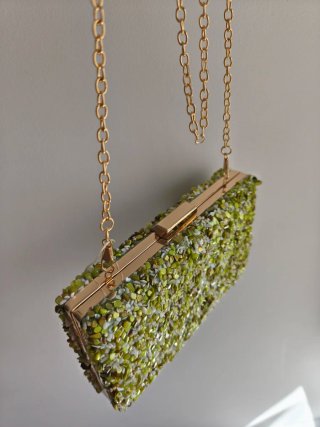 Bolso de mano Clutch fiesta verde