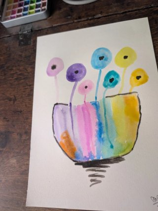Acquerello fiori colorati dimensione A4