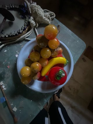 Centro tavola frutta vetro