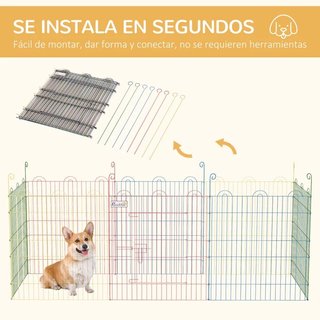 Parque Perros Plegable 8 Paneles Puerta Metal