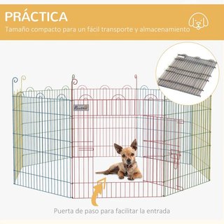 Parque Perros Plegable 8 Paneles Puerta Metal
