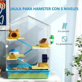 Jaula Hámster 5 Niveles con Rueda y Casita