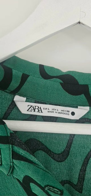 Vestido Zara Verde y Negro Talla L