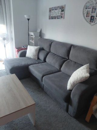 Sofá Chaise Longue Gris Desenfundable