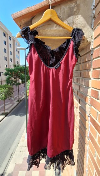 Vestido negro Talla 38 M punto calado