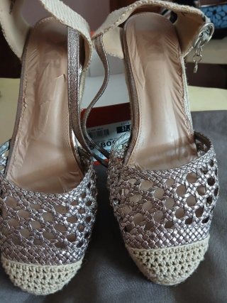 Sandalias cuña esparto piel rejilla T41