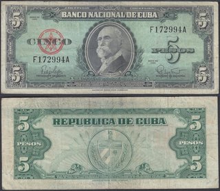 CUBA - 7 billetes 1(x2), 5(x2), 10(x2) y 20 pesos