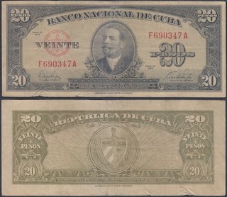 CUBA - 7 billetes 1(x2), 5(x2), 10(x2) y 20 pesos