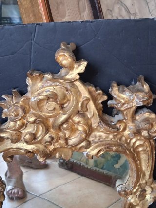Espejo Antiguo Rococó S.XIX Dorado
