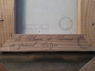 Óleo sobre tela: La peladora de manzanas