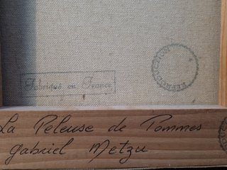 Óleo sobre tela: La peladora de manzanas