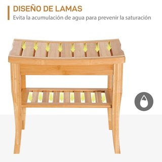 Taburete Baño Bambú con Estante Impermeable Natura