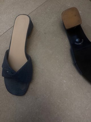 Zapatos de tacón bajo tela Jean