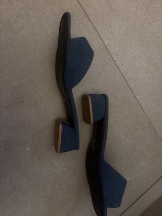 Zapatos de tacón bajo tela Jean
