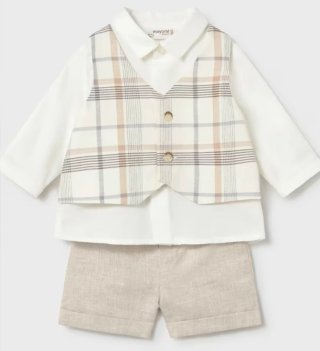Conjunto pantalón corto y camisa con chaleco 4-6m