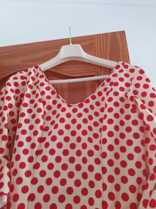 Traje Flamenca Gitana Lunares Rojo Blanco