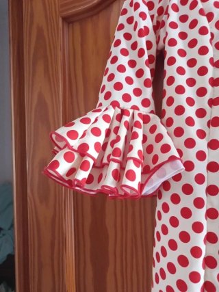 Traje Flamenca Gitana Lunares Rojo Blanco
