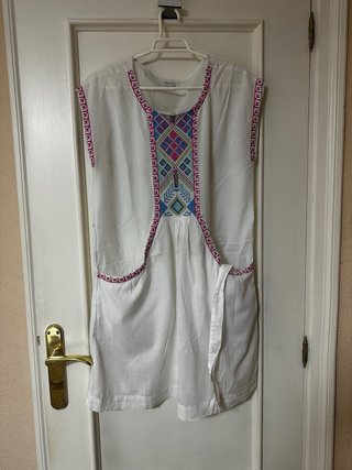 Vestido blanco étnico bordado talla M