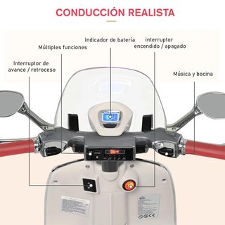 Moto Eléctrica Infantil Vespa Batería Usada Música