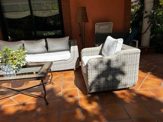 Conjunto Muebles Jardín Ratán y Cristal