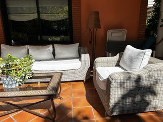 Conjunto Muebles Jardín Ratán y Cristal