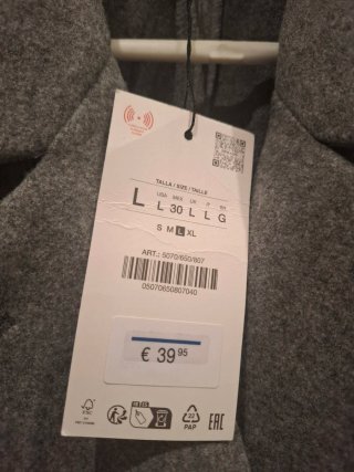 Abrigo cruzado Zara gris talla L