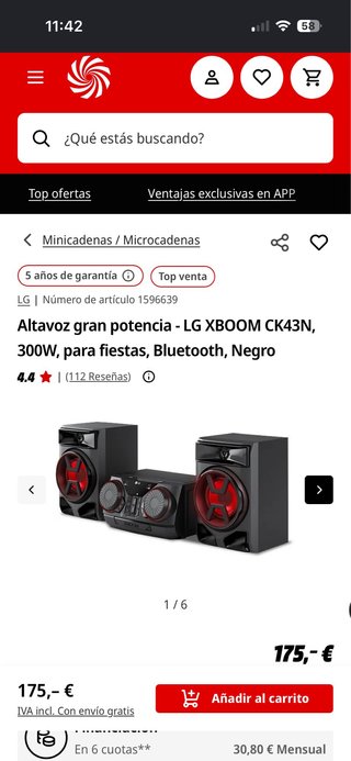 Altavoz LG XBOOM CK43N Negro
