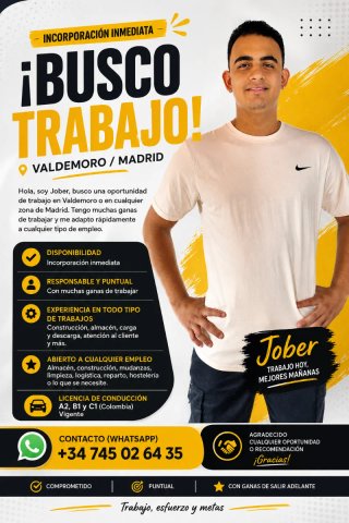 ¡Hola! Busco trabajo en Madrid.