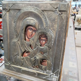Icono Virgen Plata 32x27 cm