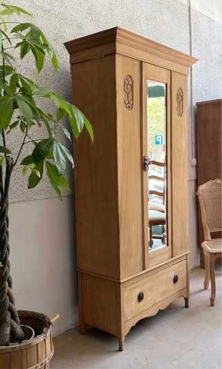 Armario ropero Art Nouveau con espejo original