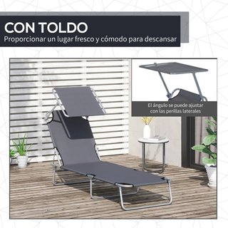 Tumbona plegable con parasol