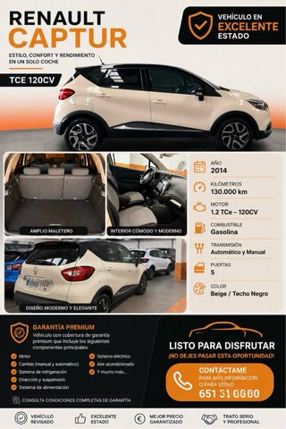 🚗 RENAULT CAPTUR 1.2 TCe 120 CV AUTOMÁTICO – 2014