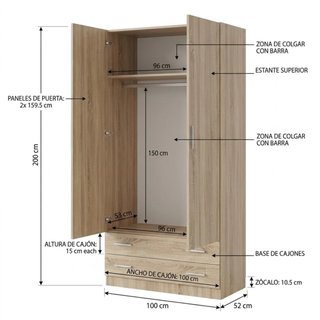 Armarios de madera - Blanco, Ártico, Roble